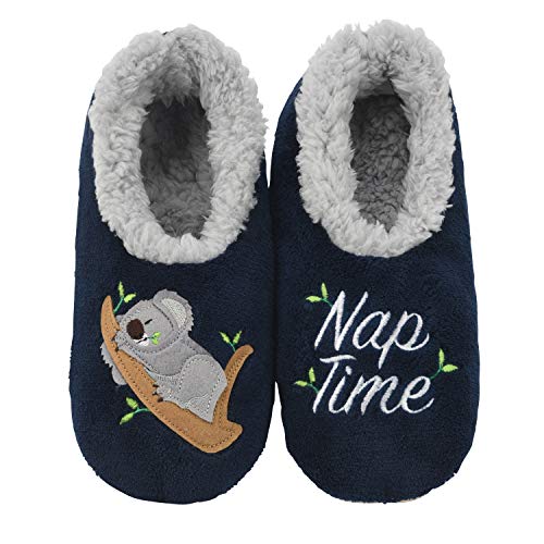 Snoozies Pairable Slipper Socks â€“ House Slippers for Women, Fuzzy Slipper Socks with Unique Designs, Non Slip Socks - Koala/Naptime - Medium