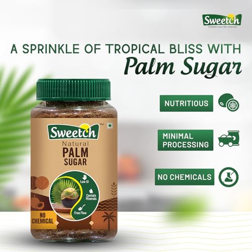 Image of Sweetch Pure Palm Sugar 350g Jar Each (Pack of 2) | Natural Low GI, Unrefined, Traditional Sweetener | Mineral Rich & No Chemicals | Healthy Substitute to White Sugar for Baking, Desserts, Tea, Coffee & Daily Cooking