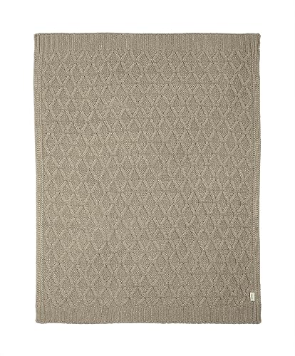 Mamas & Papas Small Knitted Blanket, Diamond, Mocha, Baby