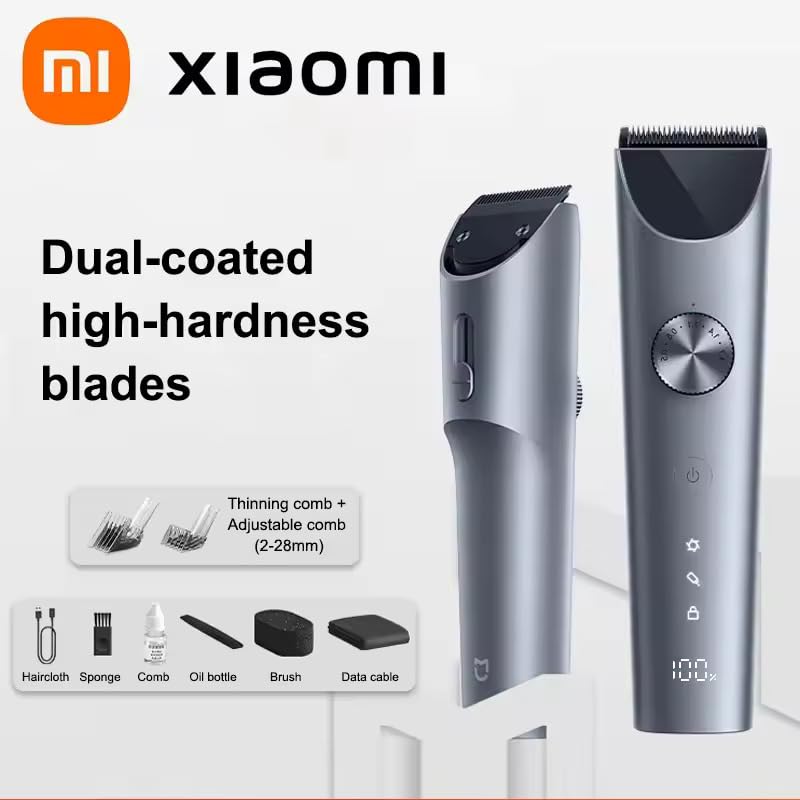 XIAOMI Haarschneidemaschine 2 Klingen aus Titanlegierung, doppelt beschichteter schwarzer Scherkopf für Männer, Koteletten, elektrischer Rasierer, kabellos, Haarschneidemaschine Barbierschneider, IPX7