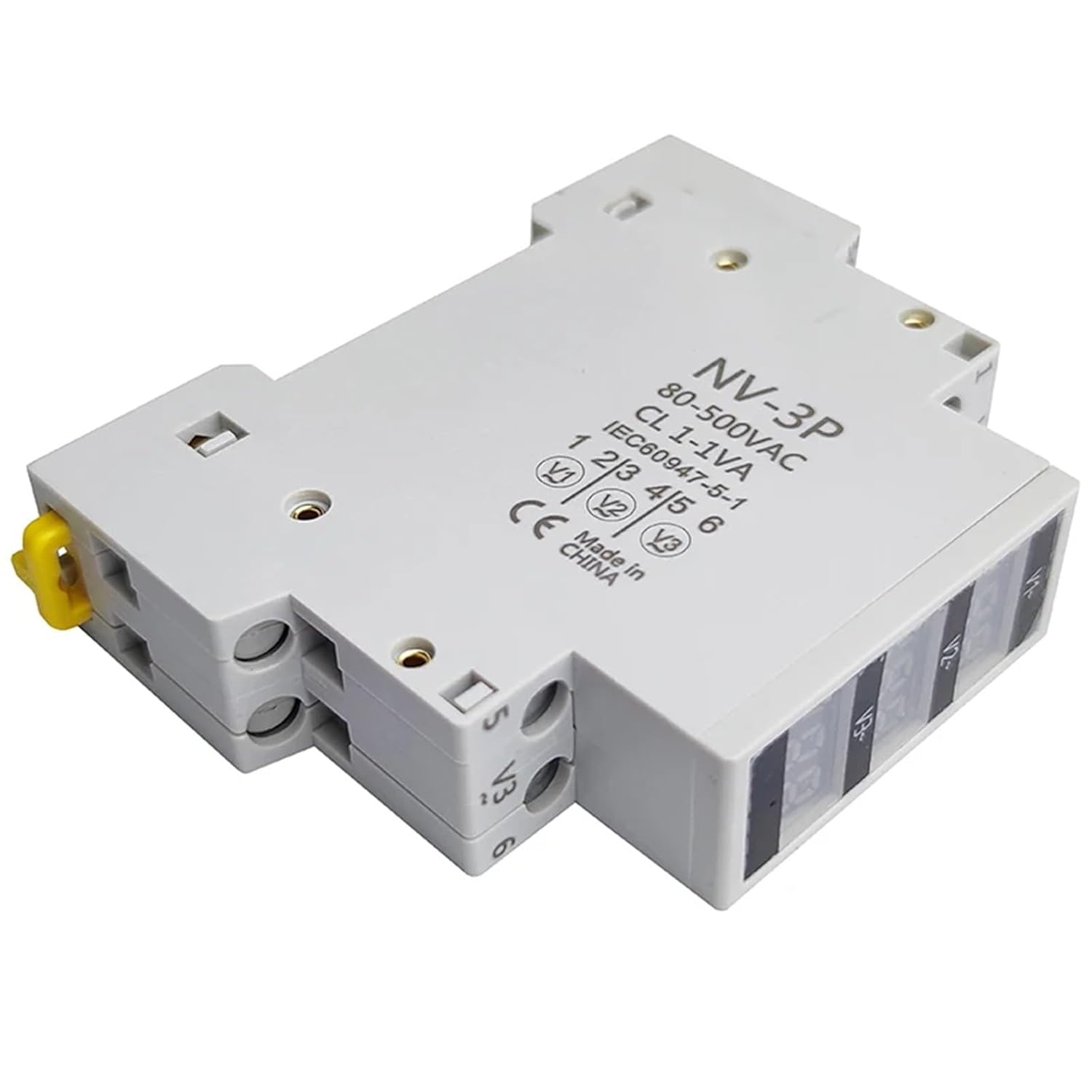 1Pc Din Rail Voltage Meter AC 80-500V Single Three Phase Modular Voltmeter Indicator LED Digital Display Detector NV-1P NV-3P(NV-3P)