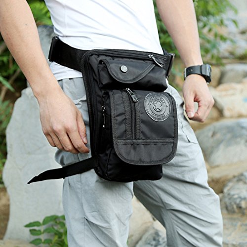 Ljngg Mens Waist Bag Fanny Pack Drop Leg Bag Thigh Bag Pouch Tactical Motorcycle Riding Waterproof Outdoor Sport (Black) #TOP7