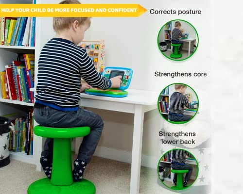 Studico Activechairs Kids Wobble Stool, Flexible Seating For Elementary & Preschool Classrooms. Kids Adhd/Add, Wiggle, Sensory & Fidget Desk Chairs, Active Sensory Chairs, 14" Stool, Ages 3-7, Green #TOP2