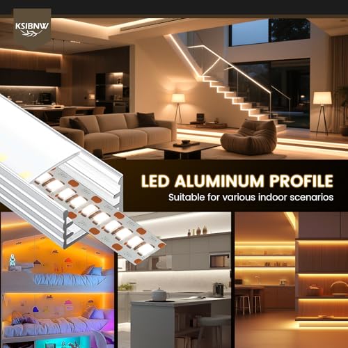 KSIBNW LED Profil Aluminium 1M 20Stück, U-Form Aluprofil Schiene Indirekte Beleuchtung Kanal mit Milchiger Abdeckung, Endkappen, Montageclips Diffusor für 8mm 10mm Breite LED Leiste Streifen Strip