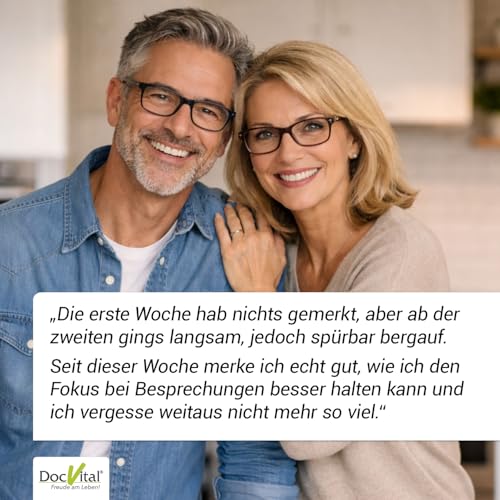 DocVital® Ginkgo Biloba & Ginseng hochdosiert - 60 Kapseln - Focus & Konzentration Kapseln mit Bacopa (Brahmi) - Gehirn Vital Komplex - Brain Booster, Gedächtnis & Gehirnleistung