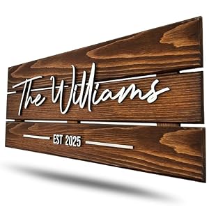 Wooden Name Sign Personalized and Custom, Solid Rustic Wood, Wedding Gifts for Couples, Home, Office, Family Last Name Established Signs, Est. Date Sign 23×10″ (Standard Size)