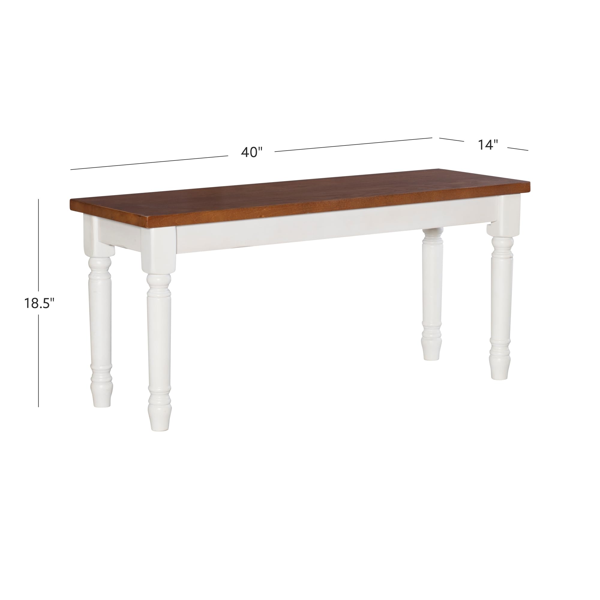Willow White Backless Dining Bench with Honey Brown Wood Top by Powell