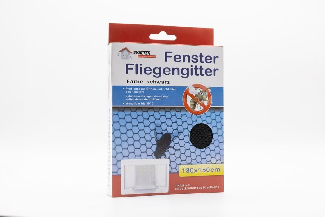 laro Fenster Fliegengitter mit Klettband selbstklebend schwarz 4/8/16/24/48/72/96 STK Insektenschutz/Pollenschutz ohne Bohren, Muster:Schwarz, Anzahl:96