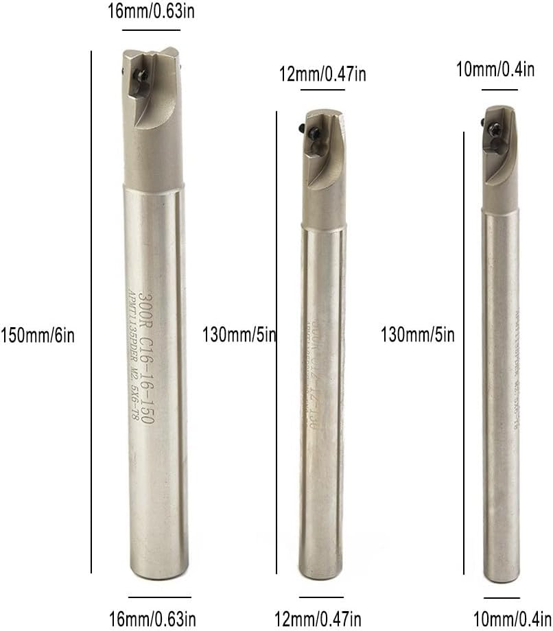 300R CNC Indexable End Mill Holder Set C10-10 C12-12 C16-16 With 10Pcs APMT1135PDER Carbide Inserts, Alloy Steel Turning Tool Holder For Metalworking
