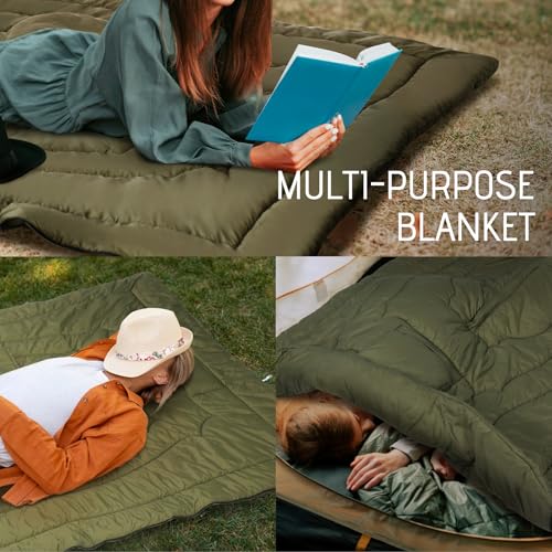 REDCAMP Outdoor Poncho Decke mit Hut, Ultraleicht Multifunktionale und Warm Camping Wasserdichte Decke für Damen und Herren, Wechseln Sie zu Einer Steppdecke oder Schlafsack,für Wandern, Picknick