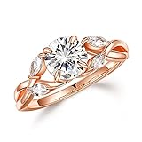 MOOSEA Moissanite Engagement Rings for Women, 1.2ct D Color VVS1 Clarity Lab Created Diamond Wedding Rings 14K Rose Gold Vermeil Round Cut Moissanite Promise Rings for Her Anniversary Jewelry Gifts