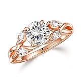 MOOSEA Willow Moissanite Engagement Rings for Women, D Color VVS1 Clarity Lab Created Diamond Rings 14K Rose Gold Vermeil Moissanite Promise Rings for Her Anniversary Jewelry Gifts