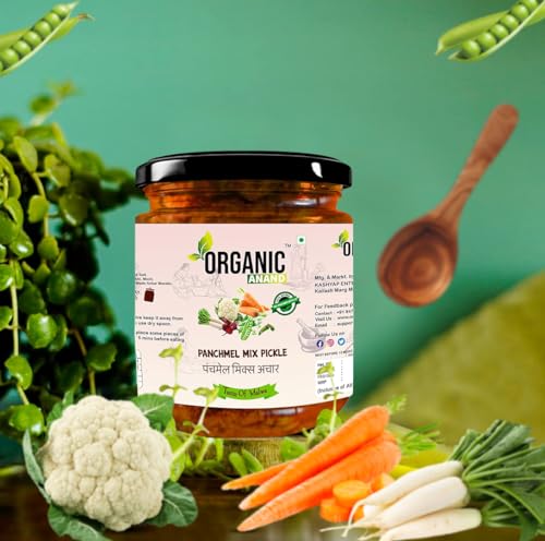 Image of Organic Anand Natural Panchmel Pickle (Mixed Veg Aachar) Spicy, Tangy & Tasty Achaar (Beetroot, Mooli, Matar Gajar, Gobhi, Shalgam ka Achar) Homemade Pickle (500Gm)