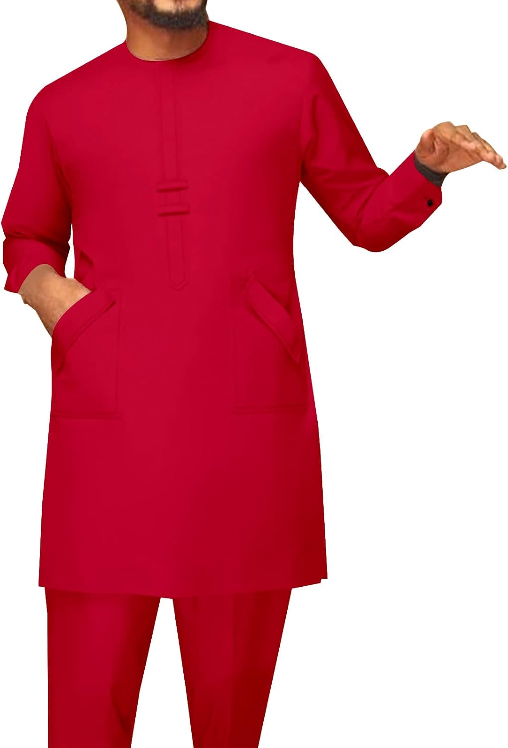 African Men Traditional Clothing Set Full Sleeve Dashiki Long Shirts and Pants 2 Piece Set African Suits