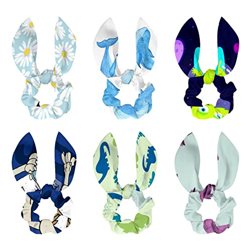 Chouchou en satin bleu clair avec nœud élastique lapin pour queue de cheval tendance