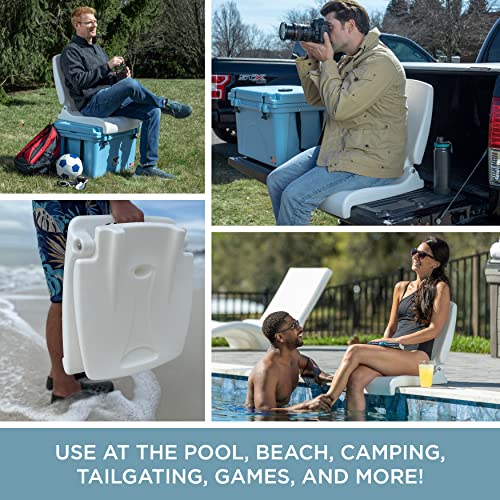 Step2 Flip Seat – White – Foldable, Portable Seat Stays In Place On Edges Of Pools, Docks And Tailgates – Ideal For Beach, Tailgating, Camping, Back Support While Sitting On Floor And More #TOP5