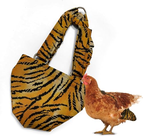Hen Holster Starter Kit - Bikini Diaper, Bird Diaper & Harness for Hens, Roosters, Ducks, Geese - w/Removable Vinyl Liner, Adjustable Fit for Outdoor Adventures & Indoor Use - S/M, Tiger