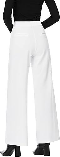 Miniatura 5 de MISS MOLY Pantalones palazzo de cintura alta y pierna ancha para mujer, pantalones elásticos casuales de negocios