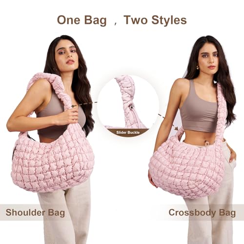 Image of Large Quilted Tote Bag Puffer Purse Quilted Crossbody Bags for Women with Adjustable Strap