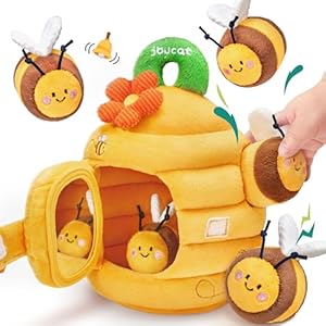 JoyCat Baby Spielzeug 6 Monate, Baby Bienenstock mit 5 Bienen, Rassel, Spiegel, Montessori Spielzeug ab 6 8 9 12 Monate, Motorikspielzeug Sensorik Spielzeug Geschenk für Jungen Mädchen