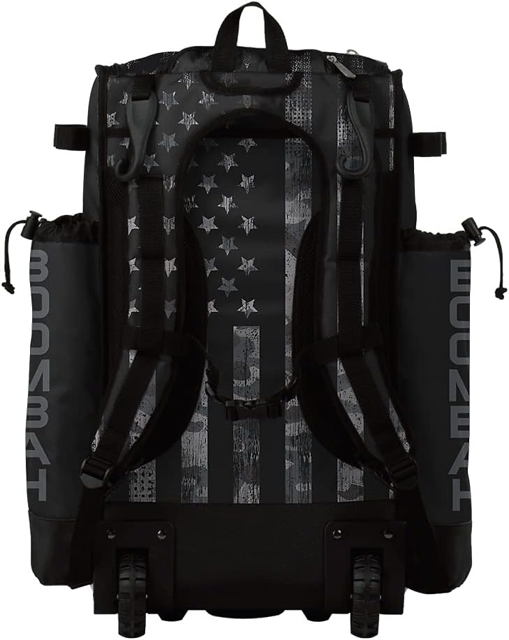 Boombah Superpack Hybrid Rolling Bat Bag - USA Honor Black Ops Bat Pack Black/Charcoal - Wheeled & Backpack Version