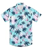 Ahegao Little Boys Hawaiian Shirts for Kids 7T 8T Palm Tree Boy Tropical Shirt Child Palm Tree Button Up Boys Hawaiian Shirt Short Sleeve Daily Luau Shirts for Kids Size 7-8