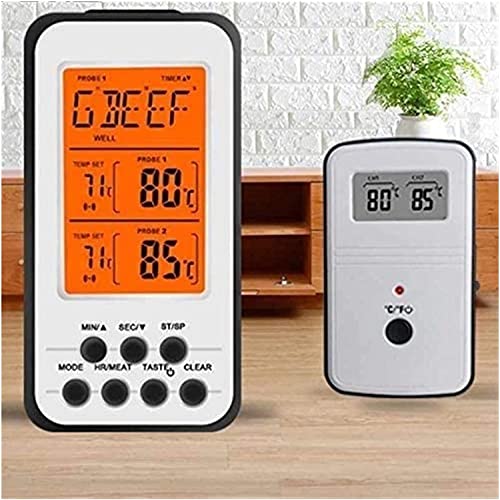 Mxjcc Lcd Digital Cooking Food Meat Smoker Oven Kitchen Bbq Grill Thermometer Clock Timer With Stainless Steel Probe #TOP5