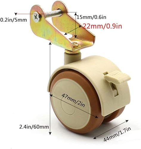 Miniatura 3 de TEMKIN Ruedas de ruedas pesadas de 2 pulgadas para cuna infantil en goma giratoria para cuna, 4 ruedas de muebles con freno, accesorios de rueda de