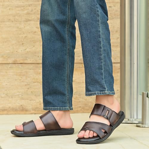 Image of Centrino Sandal for Men |Slip On Chappal for Men |Comfortable Flat Slipper |Gents Slipper for Home, Office & Travel Comfortable Fit for Every Occasion |Comfortable Casual look sandal for Men's (9510)
