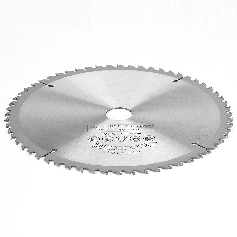 Oumefar Carbide Circular Saw Blade TCT 60 Teeth 254x30mm Cutting Disc for Metal Wood Plastic Sharp High Hardness Fast Smooth Cut with Rotary Tools
