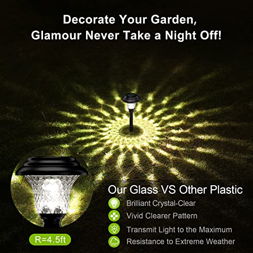Balhvit Glass Solar Lights Outdoor, 2 Pack Super Bright Solar Pathway Lights, Up To 12 Hrs Long Last Auto On/Off Garden Lights Solar Powered Waterproof, Stainless Steel Led Landscape Lighting For Yard #TOP1