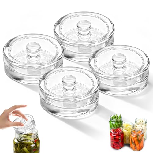 SHIQUAN 4 pesos de fermentação, pesos de vidro para fermentação (7 cm de diâmetro), peso de fermentação, acessórios para fermentação, adequado para a fermentação de pickles, chucrute, etc.