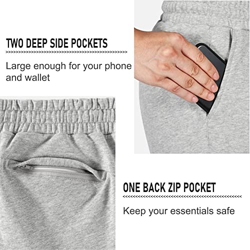 Nimenjoja Men's Joggers Sweatpants Tapered Workout Running Lounge Pants With Zipper Pockets Light Grey #TOP4