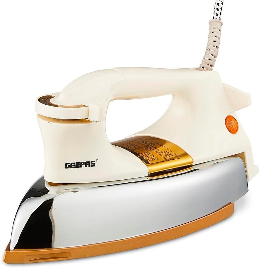 Automatic Dry Iron- GDI23011| Iron Box with Temperature Settings Dial and Auto Shut Off Function|Suitable for All Kinds of Fabric|7 Years Warranty, White and golden