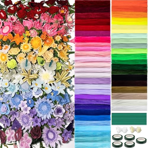 Peryiter 5000 Pcs 12 Inch Craft Pipe Cleaners Fluffy Chenille Stems Bulk with 100 Flower Stems 5 Tape and 720 Stamens for DIY Art Projects Creative Gift Wrapping Party Decorations (50 Colors) by Peryiter - Used condition - US$68.48