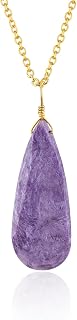 Natural Multi Gemstone Pear Dainty Pendant Necklace for Women