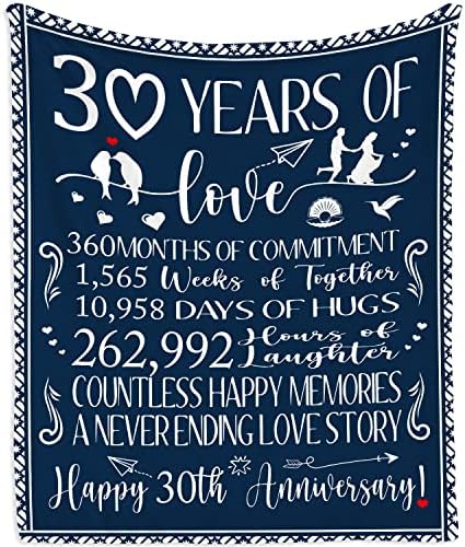Mubpean 30th Anniversary Wedding Gifts Blanket 60"x50" - 30th Anniversary Wedding Gifts for Couples/Husband - Romantic Gifts for Him - 30th Anniversary Decorations, 30th Anniversary Wedding Gift Ideas