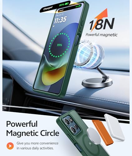 Image of FNTCASE for Moto G 2026 /2025 Case: Motorola Moto G Play 5G 2026 Case [Compatible with Magsafe] Translucent Matte Cases with [Screen Protector] Military Grade Shockproof Protective Phone Cover -Green