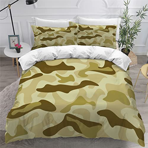 Housse de couette camouflage 135x200 jaune en microfibre ultra douce 3 pcs - 4