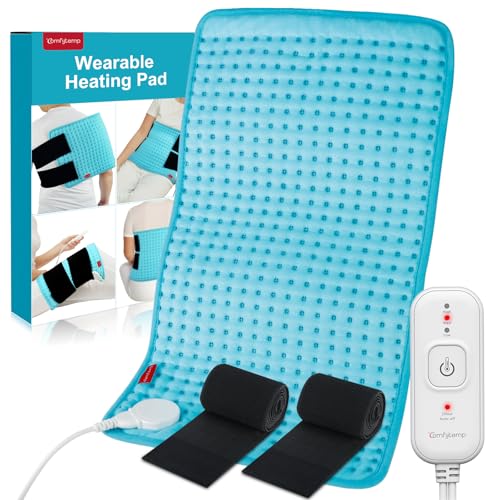 Comfytemp Wearable Heating Pad for Back & Period with 2 Elastic Straps, FSA Eligible 12"&times;24" Electric Large HSA Heated Pad for Neck Shoulder Leg Knee, Birthday Gifts for Women Men Mom Dad, Washable