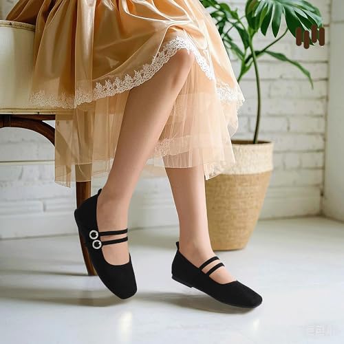 Hehainom Girls Dress Shoes Rhinestone Square Toe Toddler Flower Girl Ballet Flats Little Big Kids Mary Jane School Party Wedding Shoes3