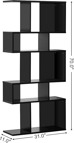 Miniatura 3 de Giantex Juego de 2 estanterías geométricas de 5 niveles, de madera de 70 pulgadas de alto, estantes abiertos independientes con dispositivo