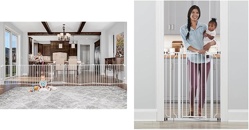 Regalo 192-Inch Super Wide Adjustable Baby Gate and Play Yard, 4-in-1, Bonus Kit, 4 Count (Pack of 1 & Easy Step 36" Extra Tall Walk Thru Baby Gate, Includes 4-Inch Extension Kit, 4 Pack