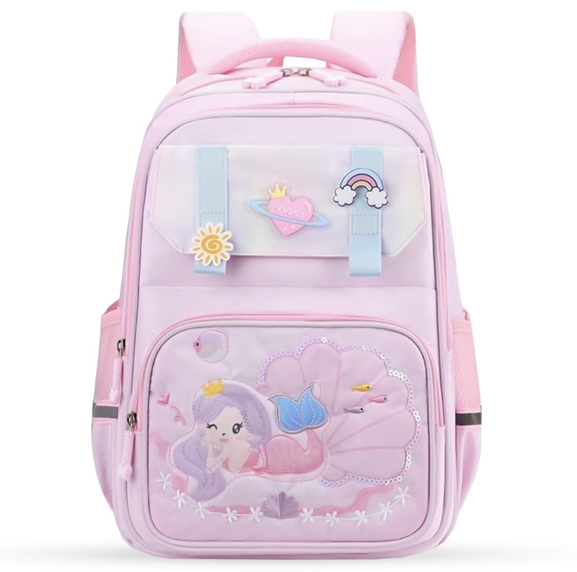 Cute Kawaii Mermaid Travel School Bag|Backpack for Girls & Boys Large 16 Inches Casual Day Pack Cartoon Bookbag Rucksack Water Repellent(Mermaid Multi Colour)-image-33