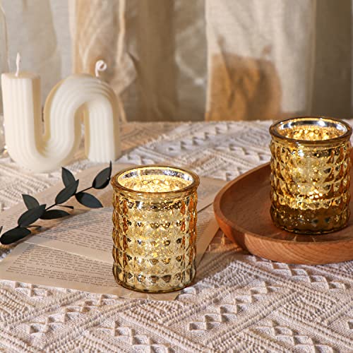 Verlens 12Pcs Gold Votive Glass Tealight Gold Mercury Glass Candle Holder Bulk For Wedding Decor, Party Table Centerpiece, Christmas Day Holiday Home Decor #TOP4