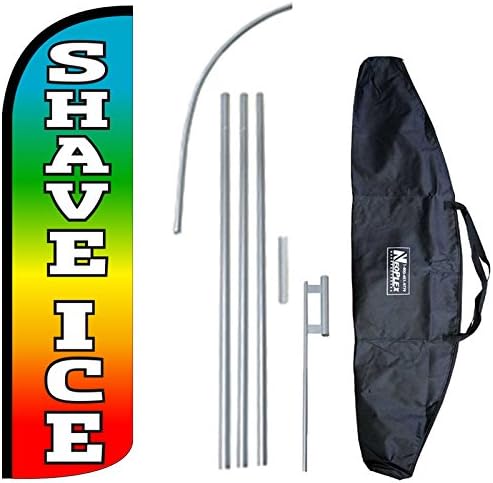 "Shave ICE" 12-Foot King Size Complete Swooper Feather Flag and Case Set.Includes 12-Foot Flag, 15-Foot Pole, Ground Spike, and Carrying/Storage Case