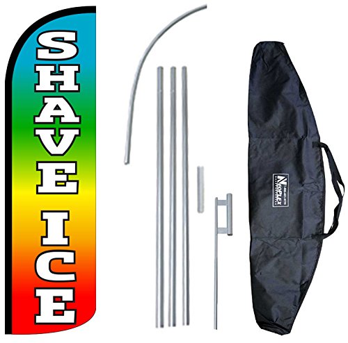 "Shave Ice" 12-Foot King Size Complete Swooper Feather Flag And Case Set.includes 12-Foot Flag, 15-Foot Pole, Ground Spike, And Carrying/Storage Case #TOP8