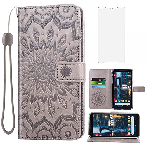 Phone Case for Google Pixel 2XL Wallet Cases with Tempered Glass Screen Protector and Leather Magnetic Slim Flip Cover Card Holder Stand Cell Accessories Pixle 2 XL Pixel2XL Pixel2 LX Women Men Gray