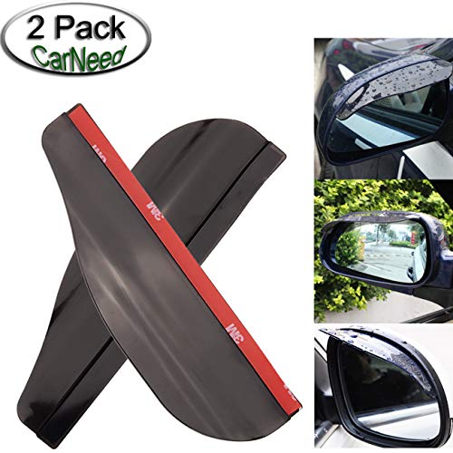 CarNeed 2 Pcs Smoked Black Mirror Rain Visor Smoke Guard, Rear View Side