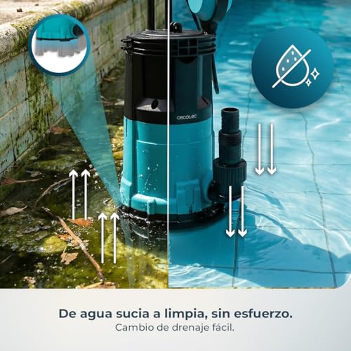 Miniatura 7 de Cecotec Bomba Sumergible Axike 750 Dark Crystal. 750w, 2in1 Aguas Limpias Y Sucias, 14000l H, Función Low-Suction, Altura 7,5m, Profundidad 7m, Interruptor Flotante, Ipx8, Cable 10m